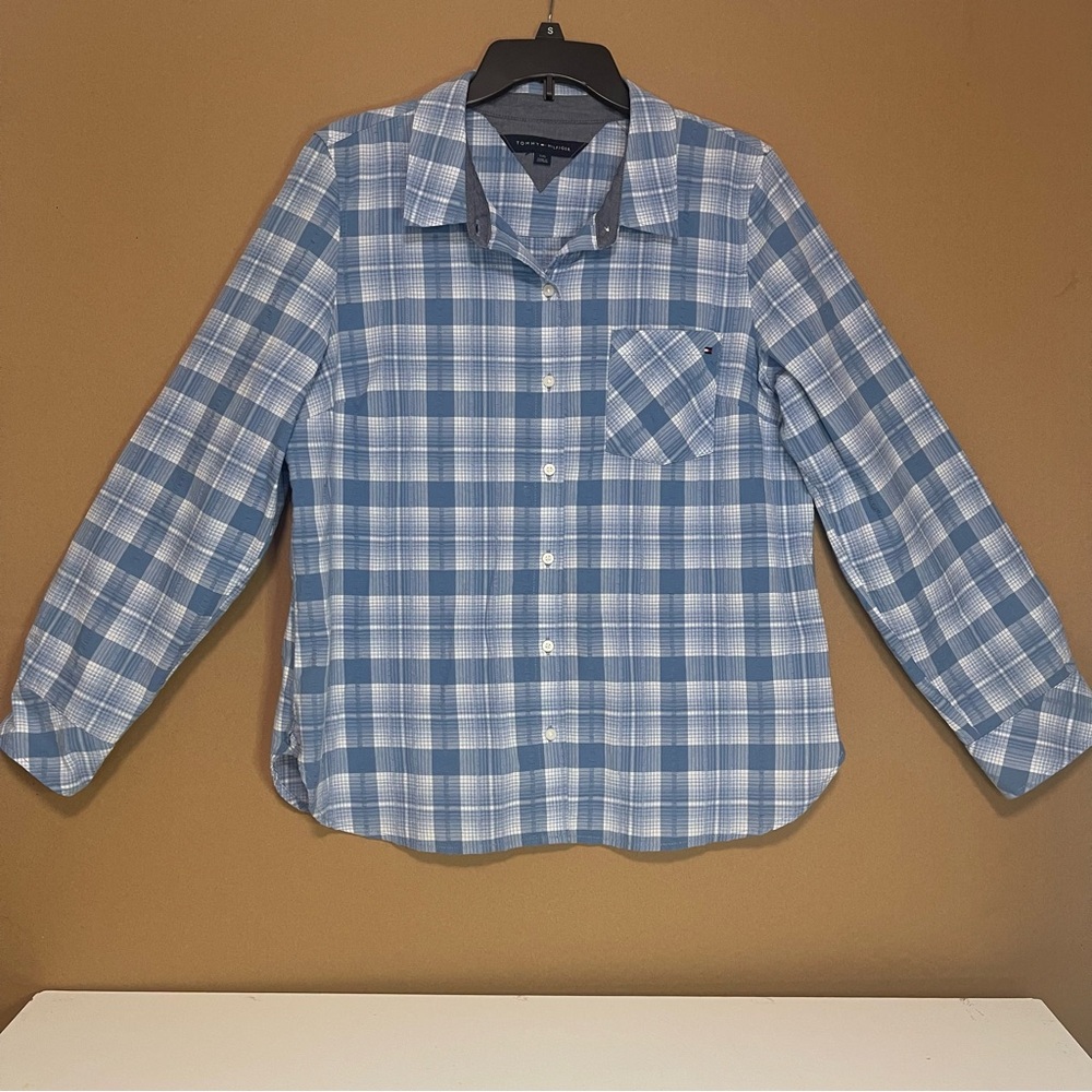 Tommy Hilfiger Blue Boxy Long Sleeve Blouse